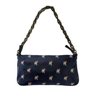 J. Crew small Navy Blue Jack Russell Terrier Silk Purse